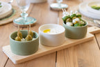 J-Line Tapasservies 3 Sets + Houten Schaal In Doos Groen/Wit