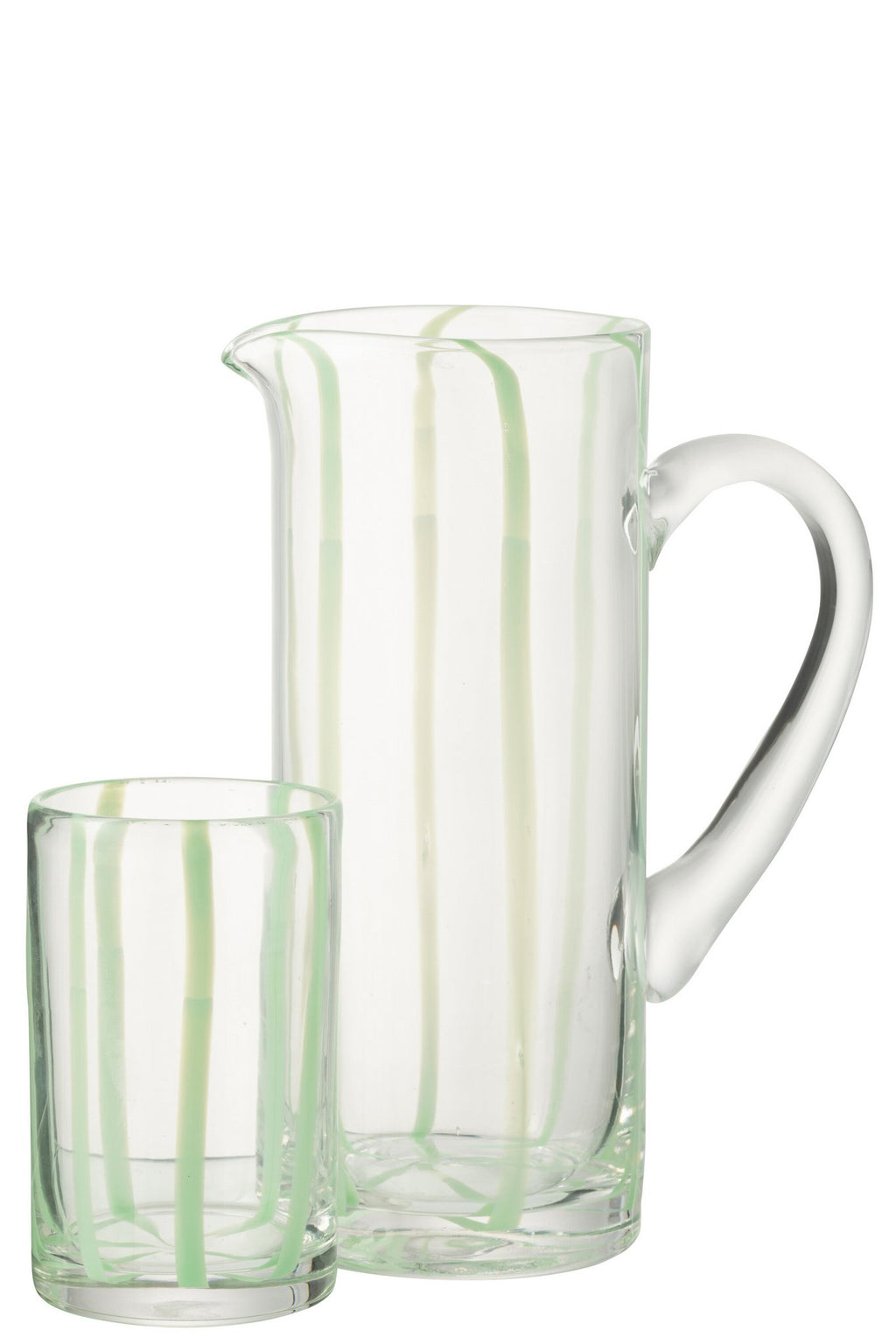 J-Line Karaf Strepen Glas Transparant/Groen