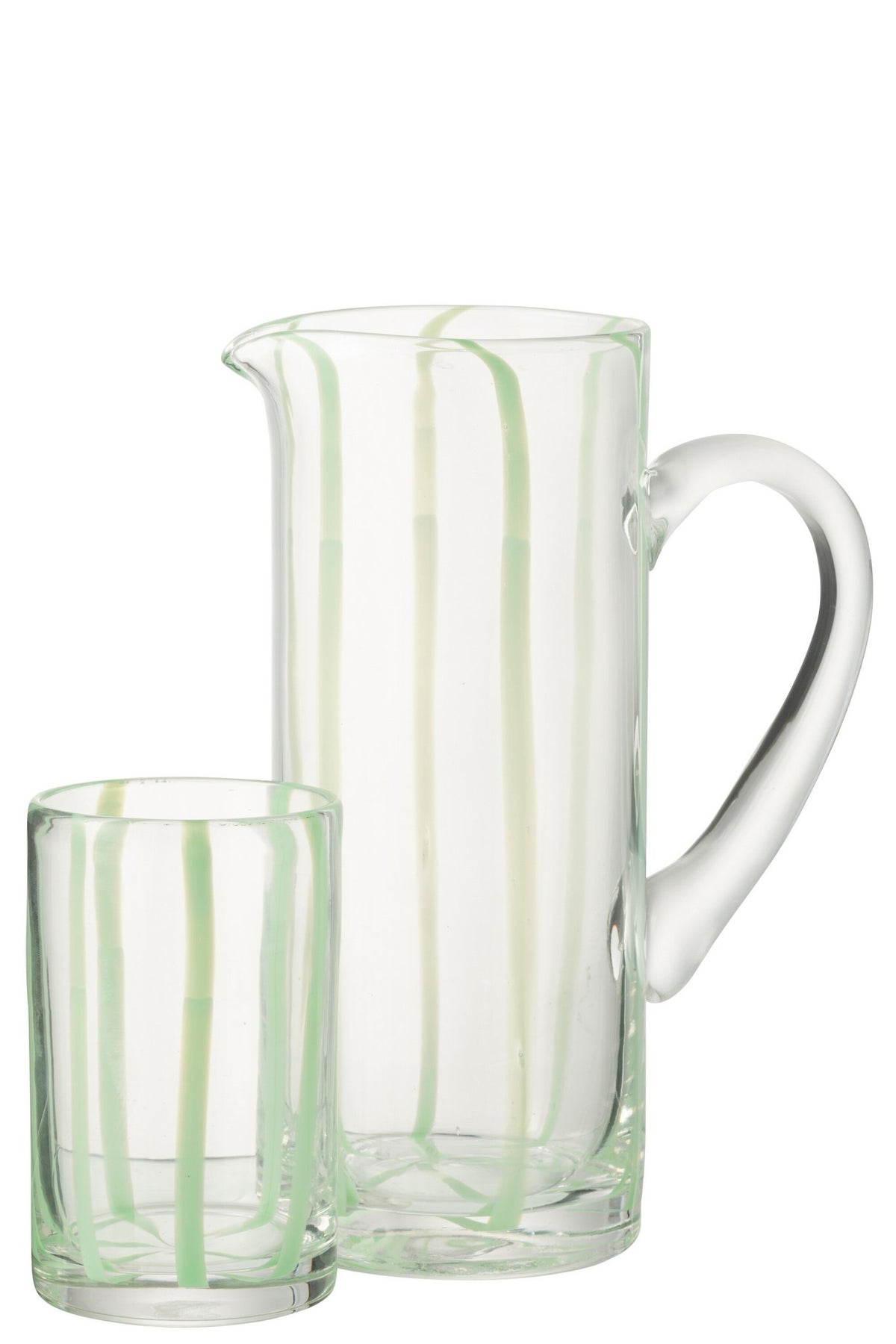 J-Line Karaf Strepen Glas Transparant/Groen