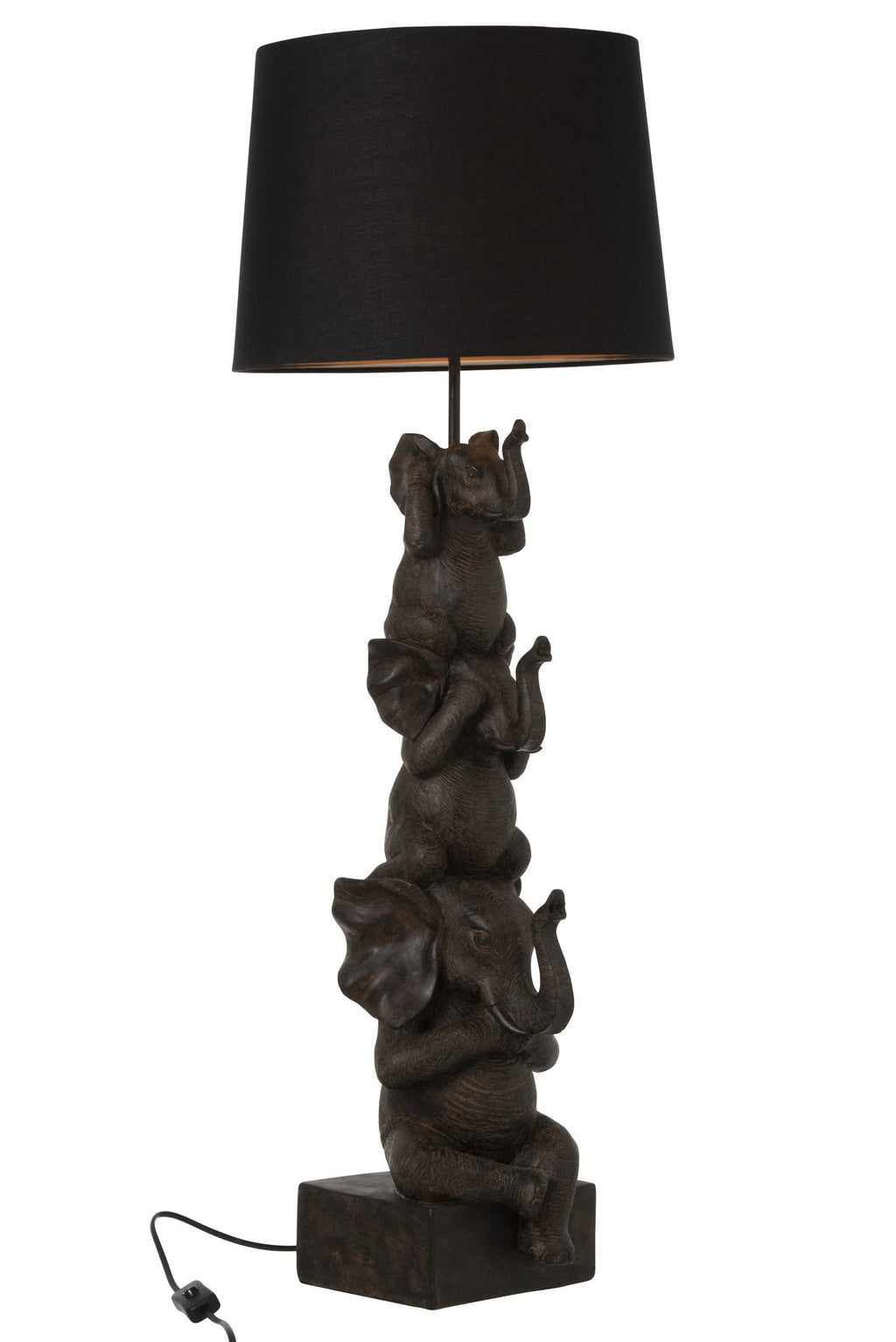 J-Line lamp 3 Olifanten - polyresin - bruin