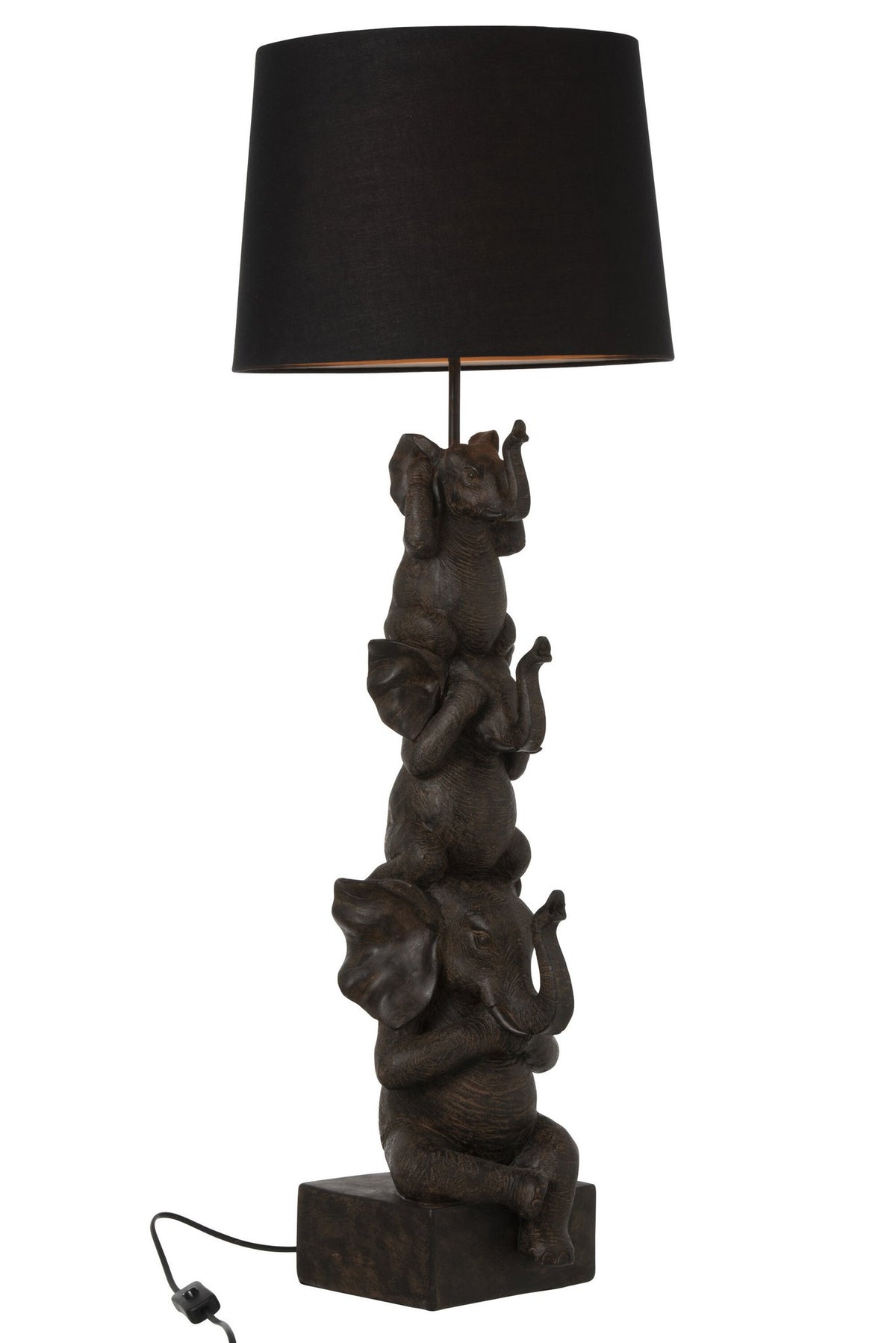 J-Line lamp 3 Olifanten - polyresin - bruin