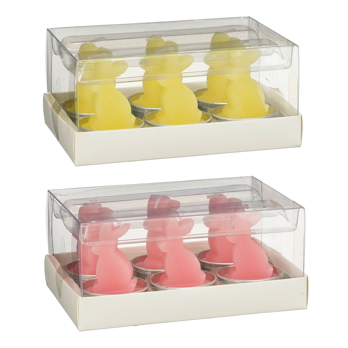 Kaars konijn geel roze 2 assorti 6 stuks