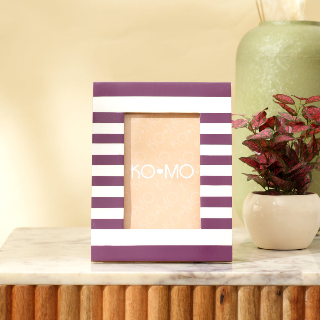 Paars gestreept hars fotolijst 4 x 6 inch modern tafelblad