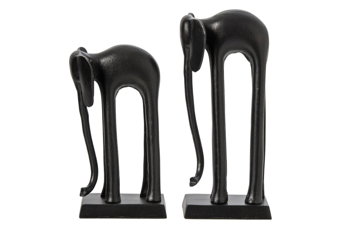J-Line Olifanten - aluminium - zwart - set van 2
