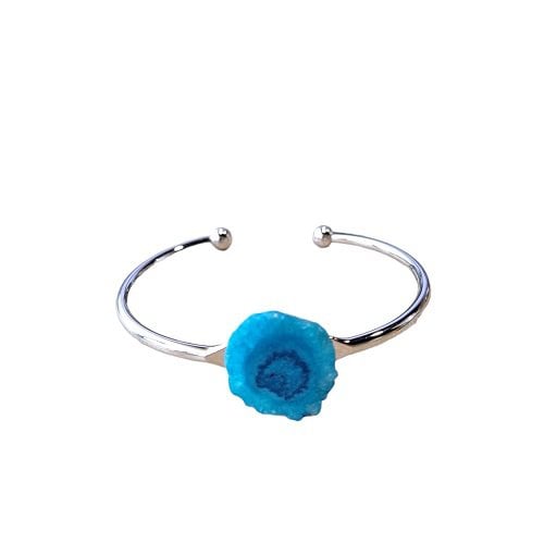 Dames set armband en ring met blauwe Agaat