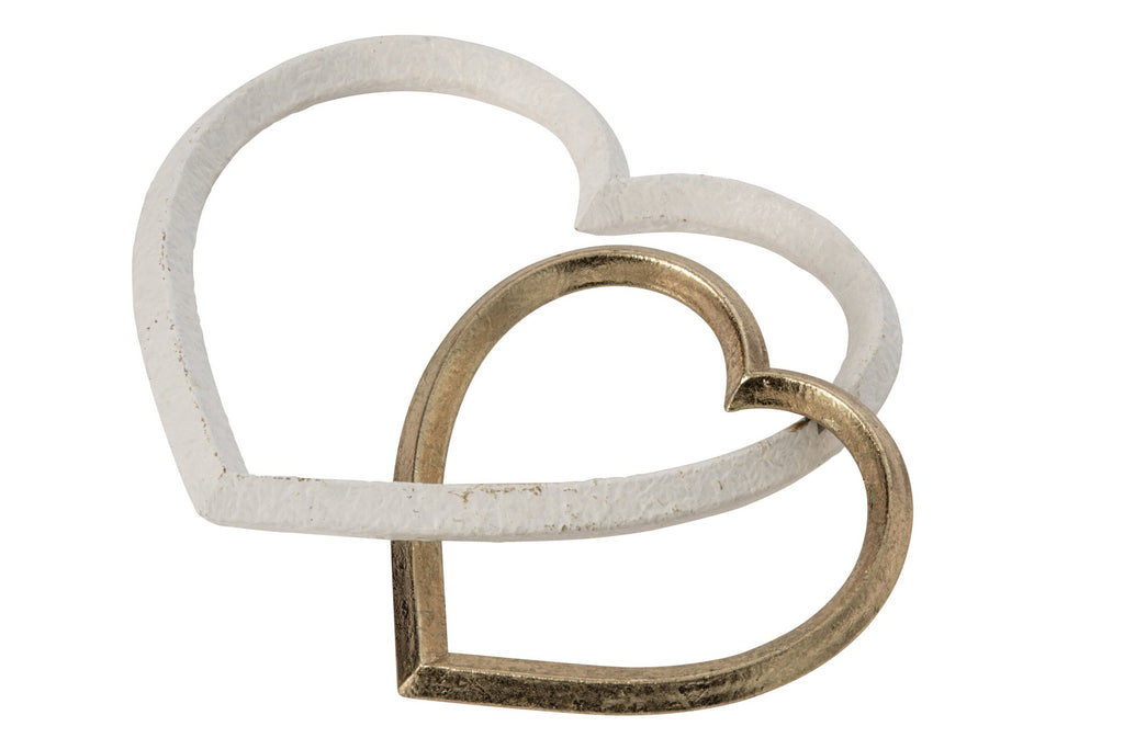 J-Line Hart - metaal - goud/wit