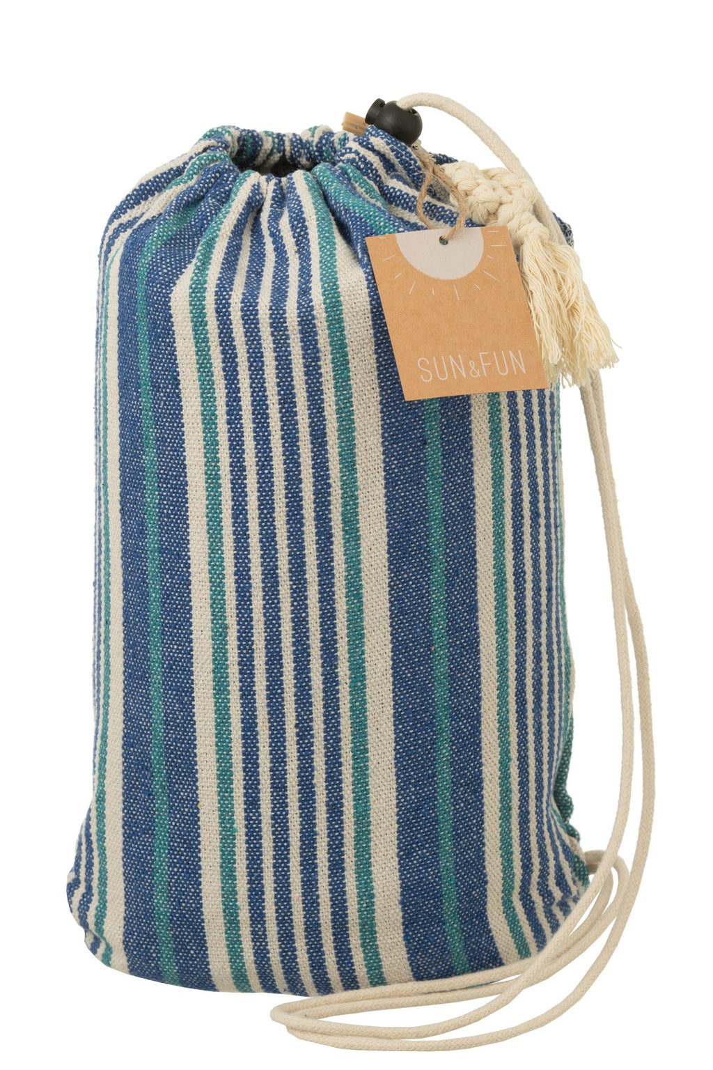 J-Line Hangmat Strepen Katoen/Polyester Blauw/Wit