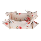 Broodmand 35x35x8 cm Beige Katoen Rozen Cadeau Keuken