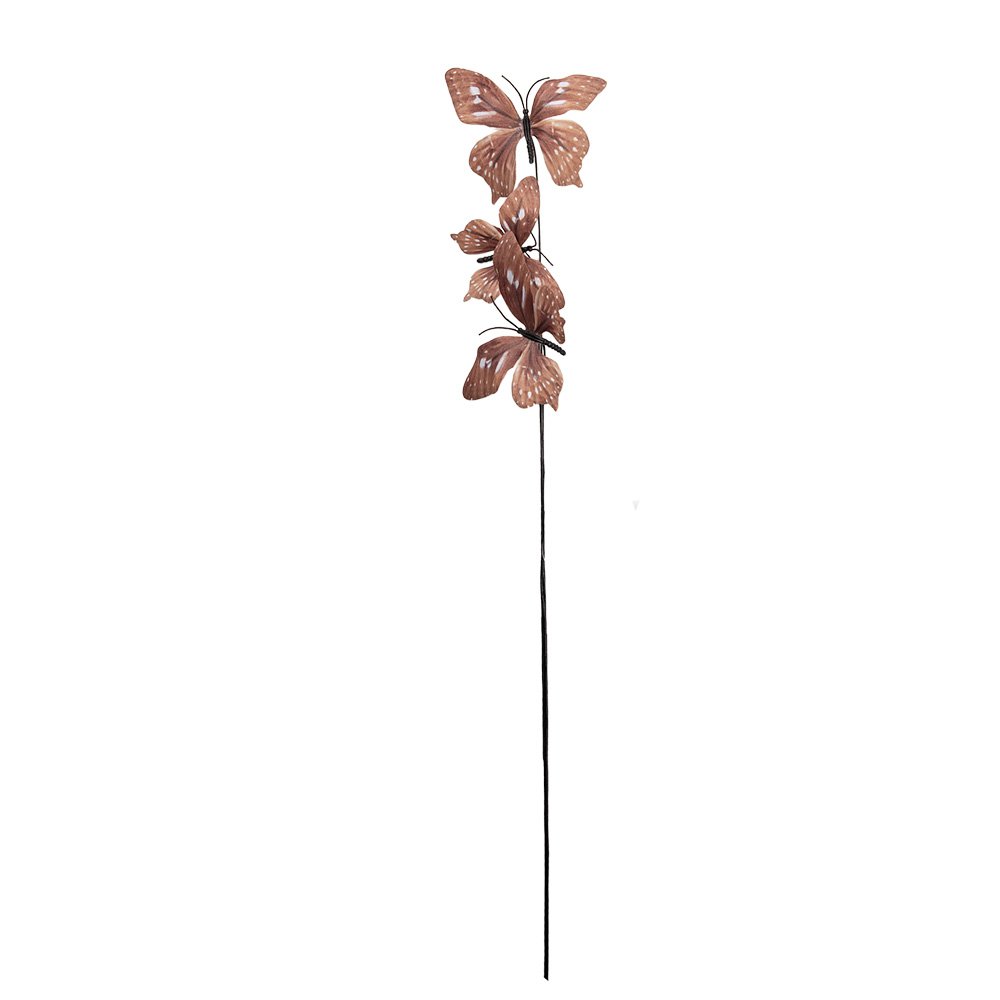 Decoratie Tak Vlinder 10x10x65 cm Bruin Textiel