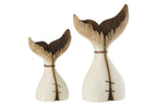 J-Line decoratie Walvis Staart - hout - naturel/wit - L