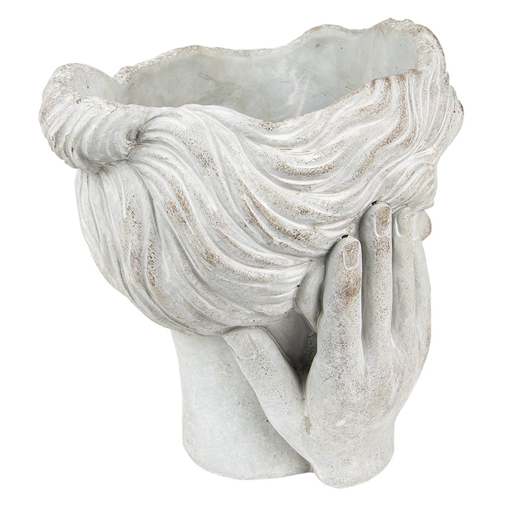 Bloempot Hoofd Ø 11x20 cm Grijs Steen plantenpot