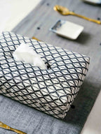Tissuebox van puur katoen - jacquardgeweven, geometrisch ontwerp