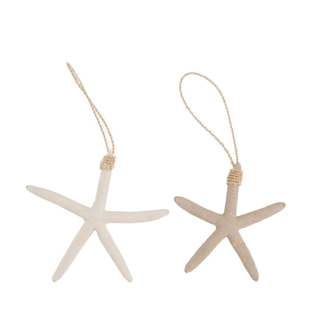 Zeester hanger 15cm grijs/wit