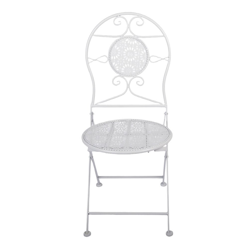 Bistroset Bistrotafel Bistrostoel 3-delig Ø 60x70 / 50x40x93 cm Wit Metaal