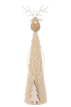 J-Line figuur Rendier deco teddy - metaal/hout - beige/naturel - large