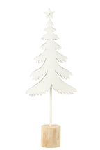 J-Line decoratie Kerstboom Op Voet + Ster - metaal - hout - wit - L