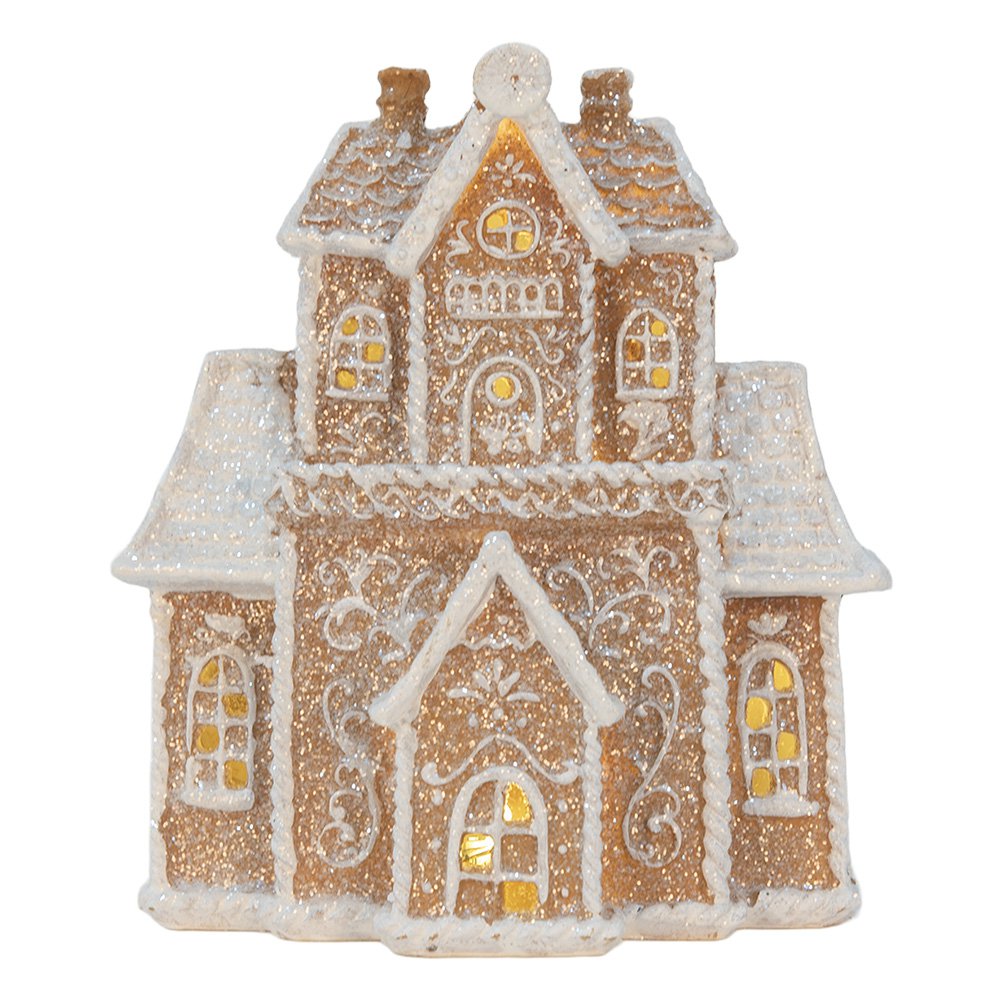 Gingerbread house met LED 18x9x20 cm Bruin Kunststof