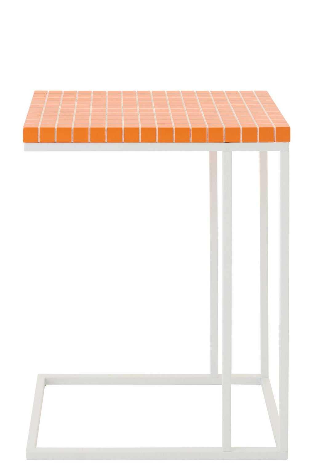 J-Line bijzettafel Rechthoek Geruit - ijzer - oranje/wit