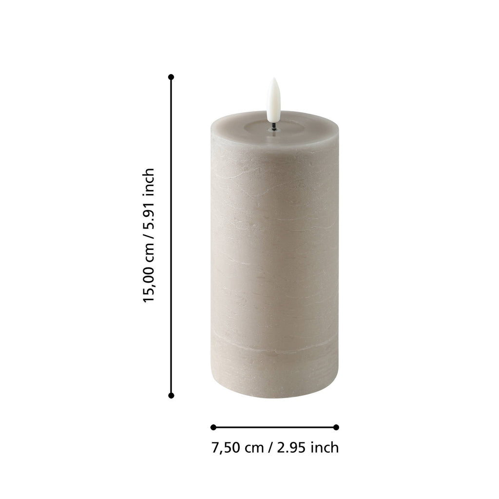 Led Kaars weduwe beige 15x8cm
