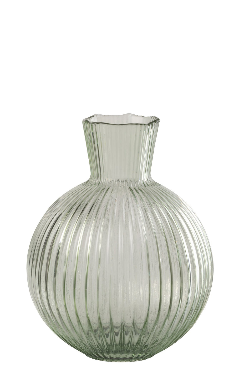J-Line vaas Bal Geribbeld - glas - transparant/groen - S