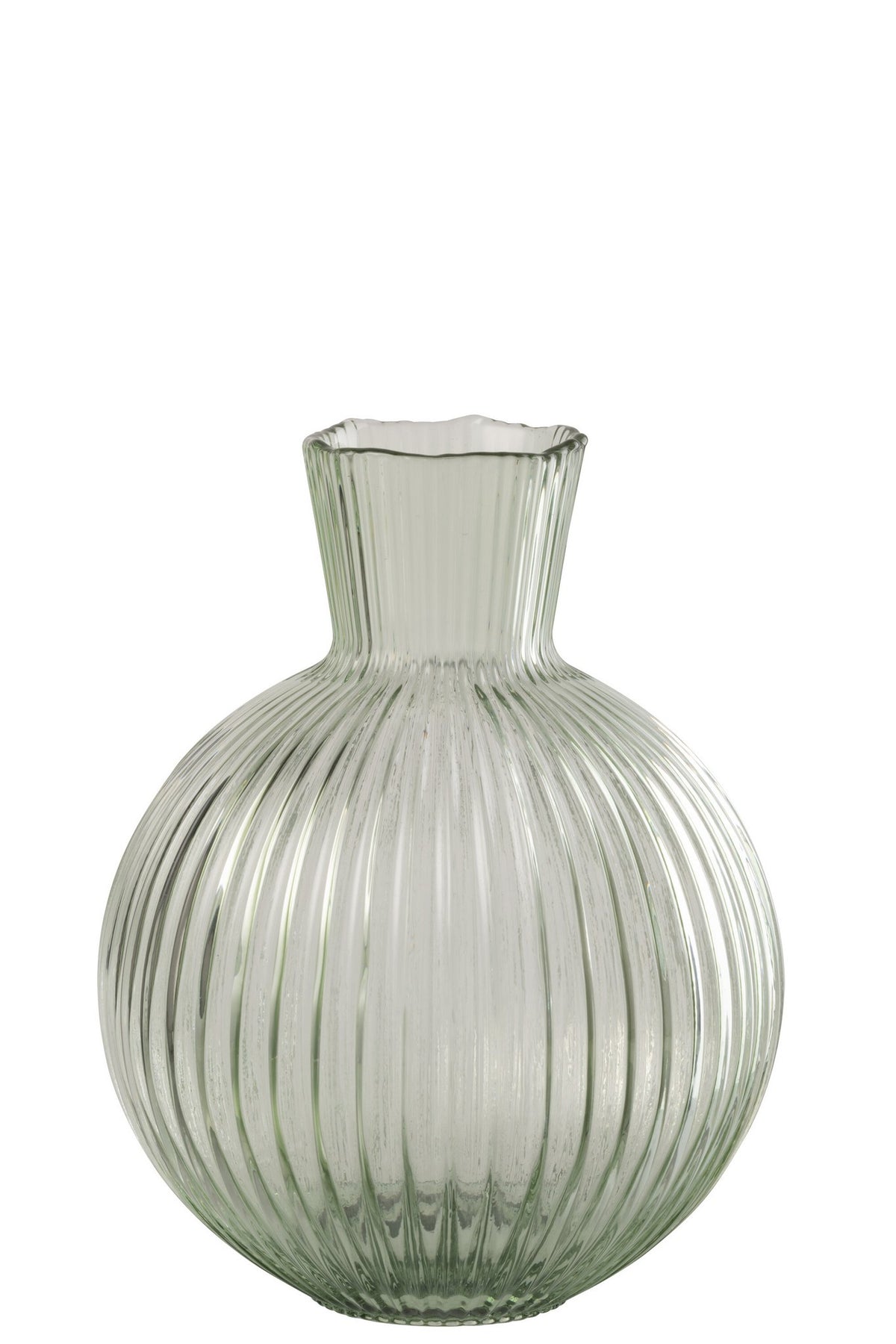 J-Line vaas Bal Geribbeld - glas - transparant/groen - S