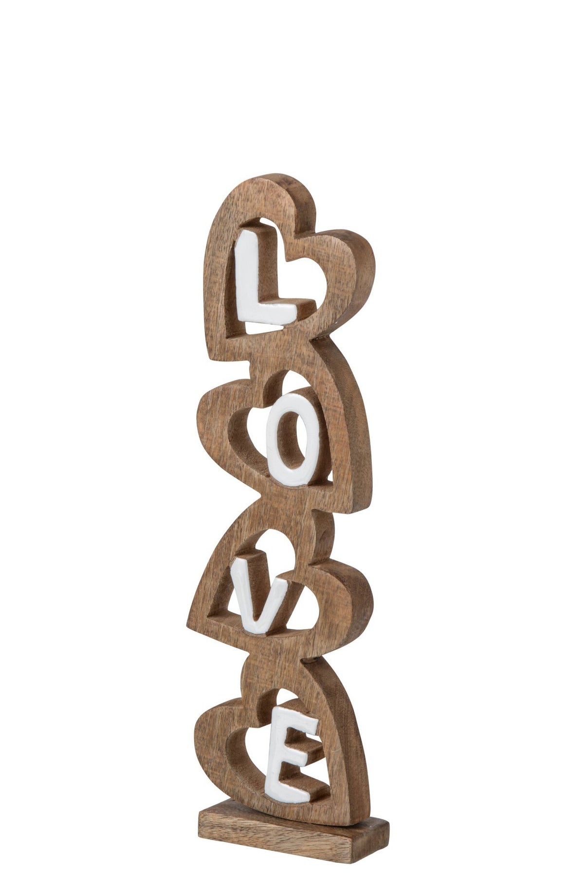 J-Line Love met hart - mangohout - naturel/wit - small
