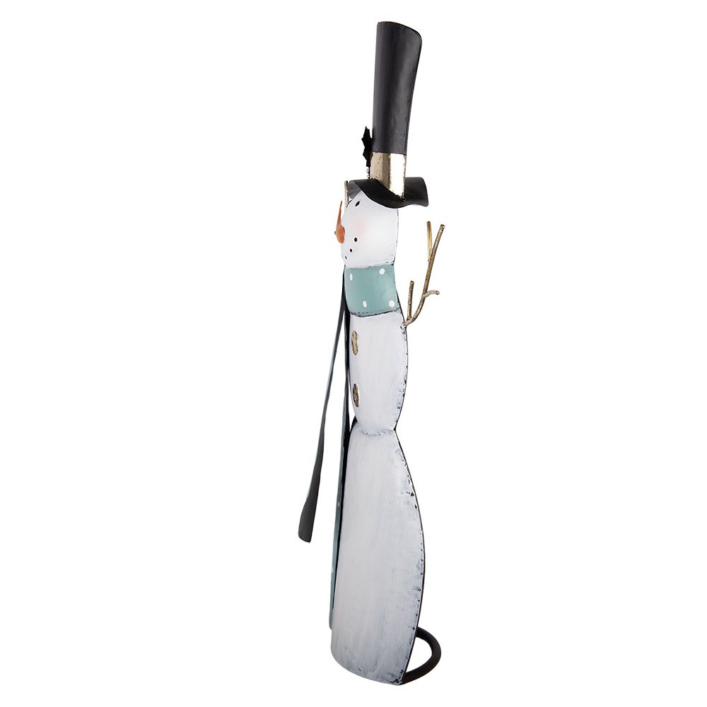 Kerstdecoratie Beeld Sneeuwpop 36x13x69 cm Wit Metaal