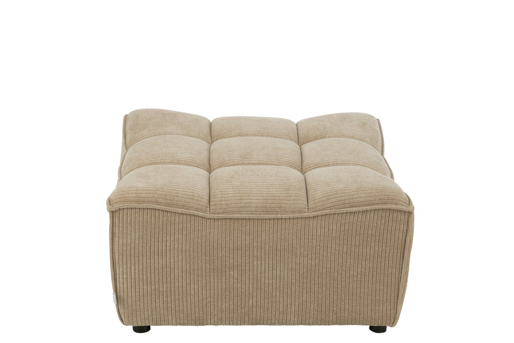 J-Line Poef Grid Populierenhout/Schuim Donker Beige