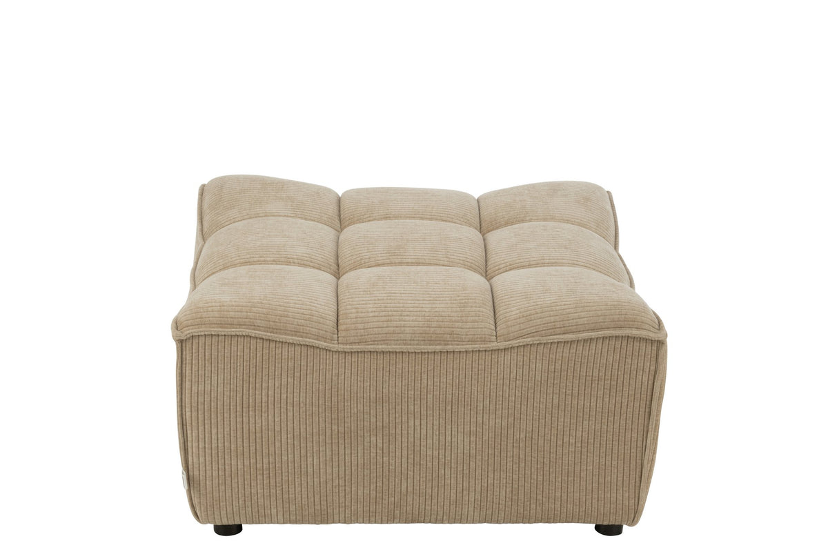 J-Line Poef Grid Populierenhout/Schuim Donker Beige
