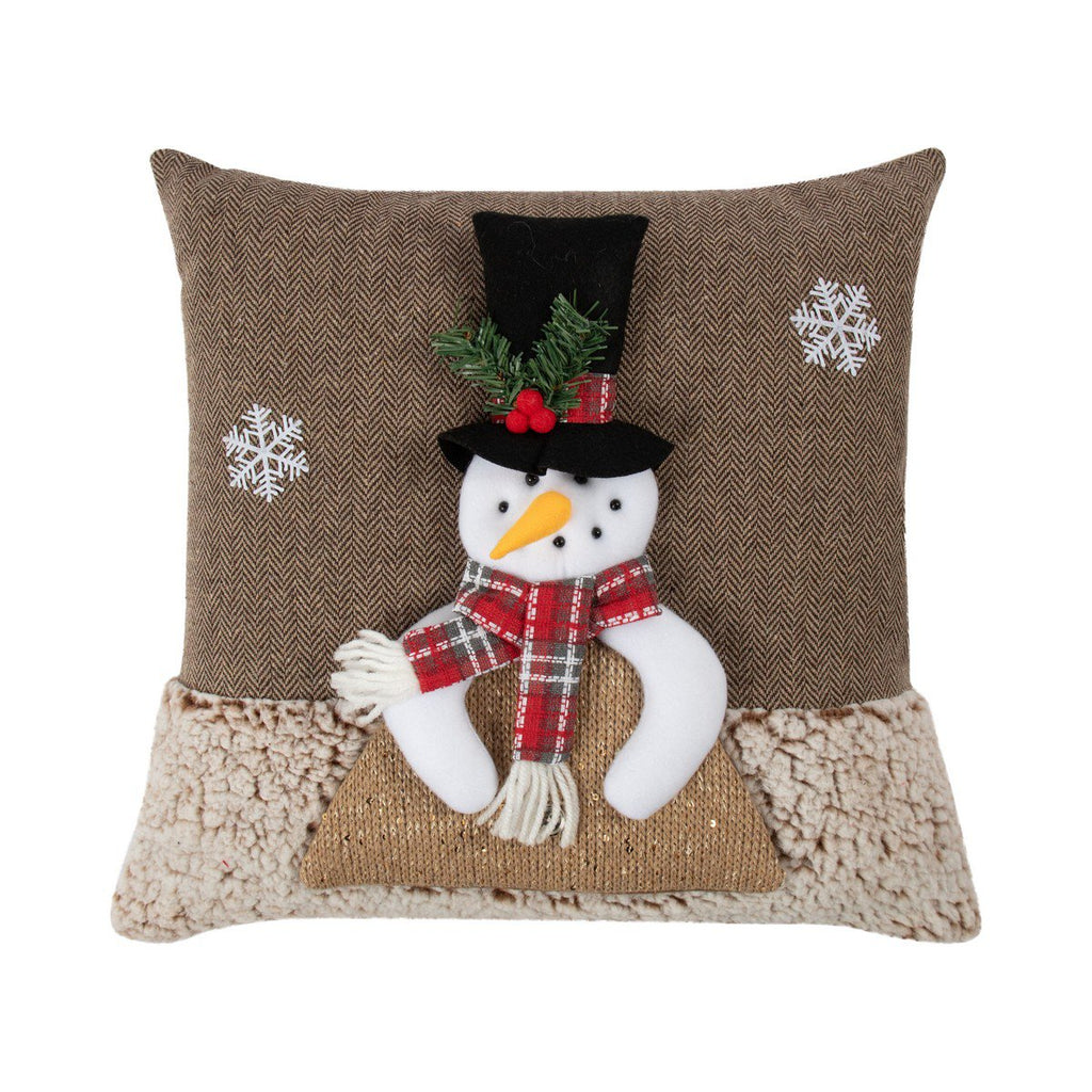Sneeuwman Hoge Hoed kussen bruin 40x40cm