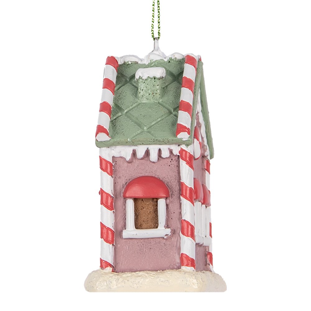 Kersthanger Gingerbread house 6x4x8 cm Roze Kunststof