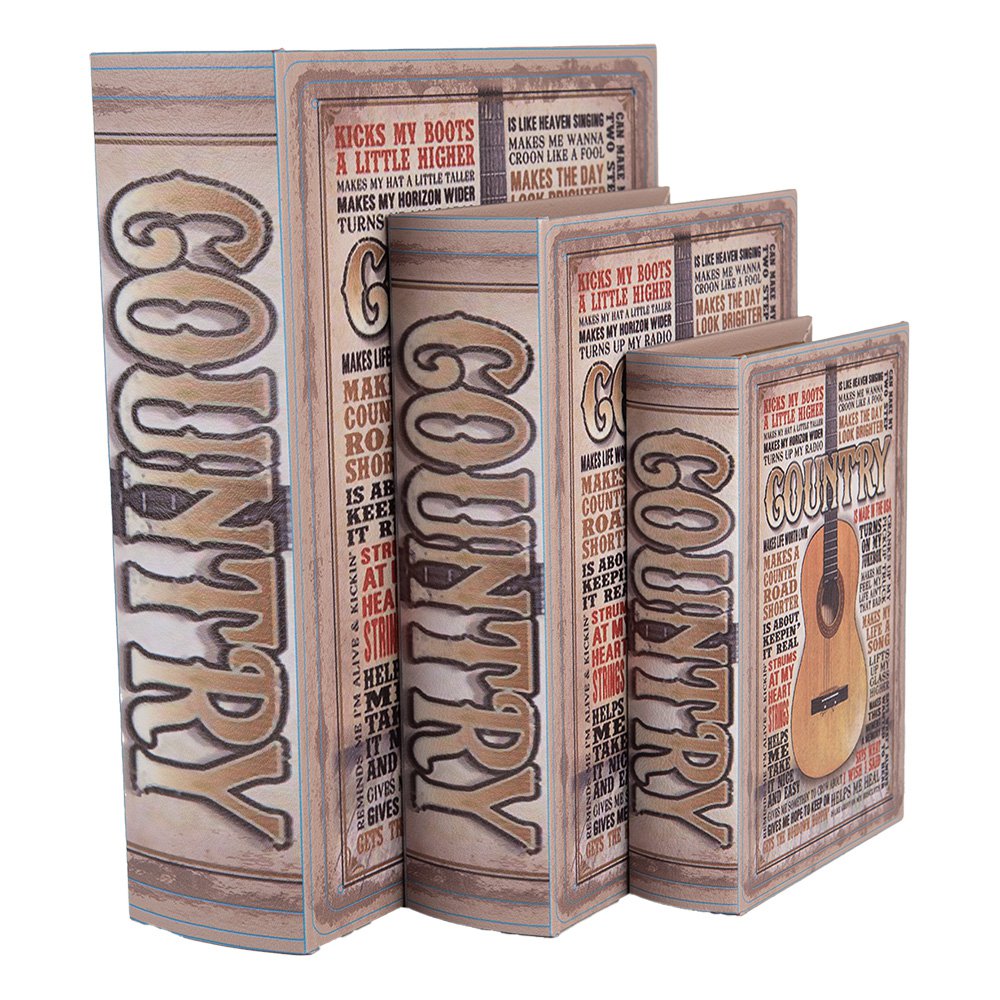 Opbergdoos Set van 3 Boeken 27 /22 /17 cm Beige Hout