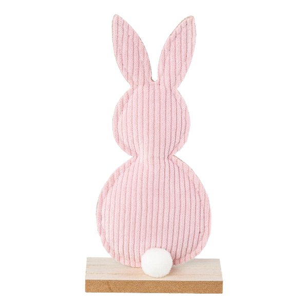 Stoffen haas op voet 8x4x19cm roze