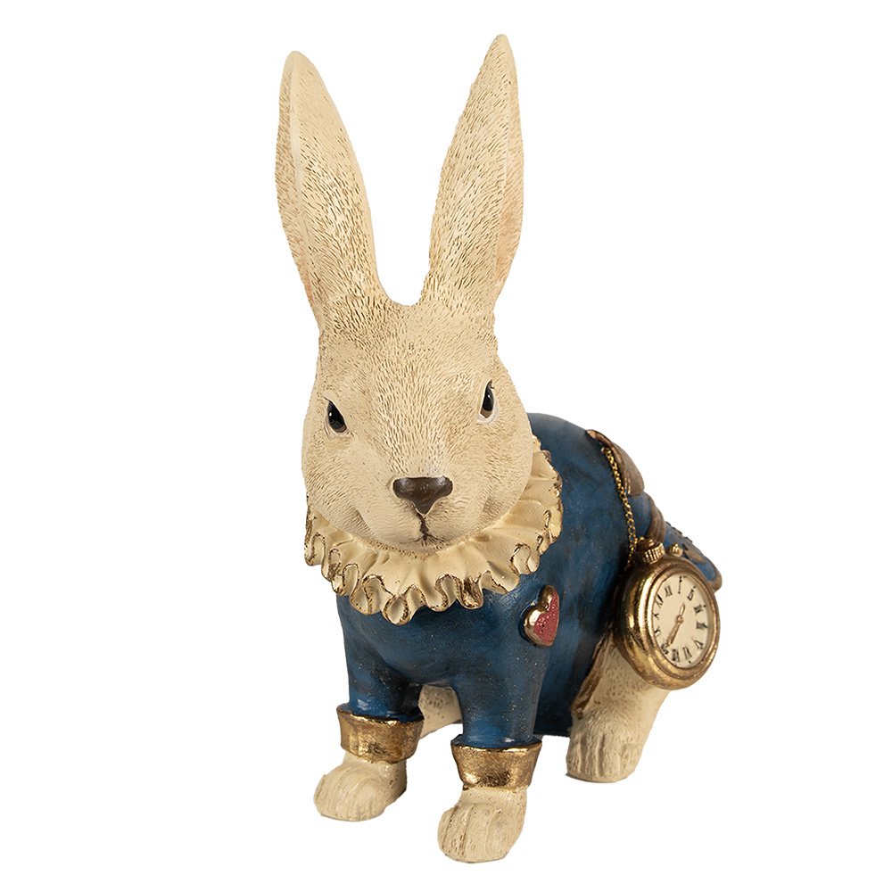 Beeld Konijn 29 cm Beige Blauw Polyresin