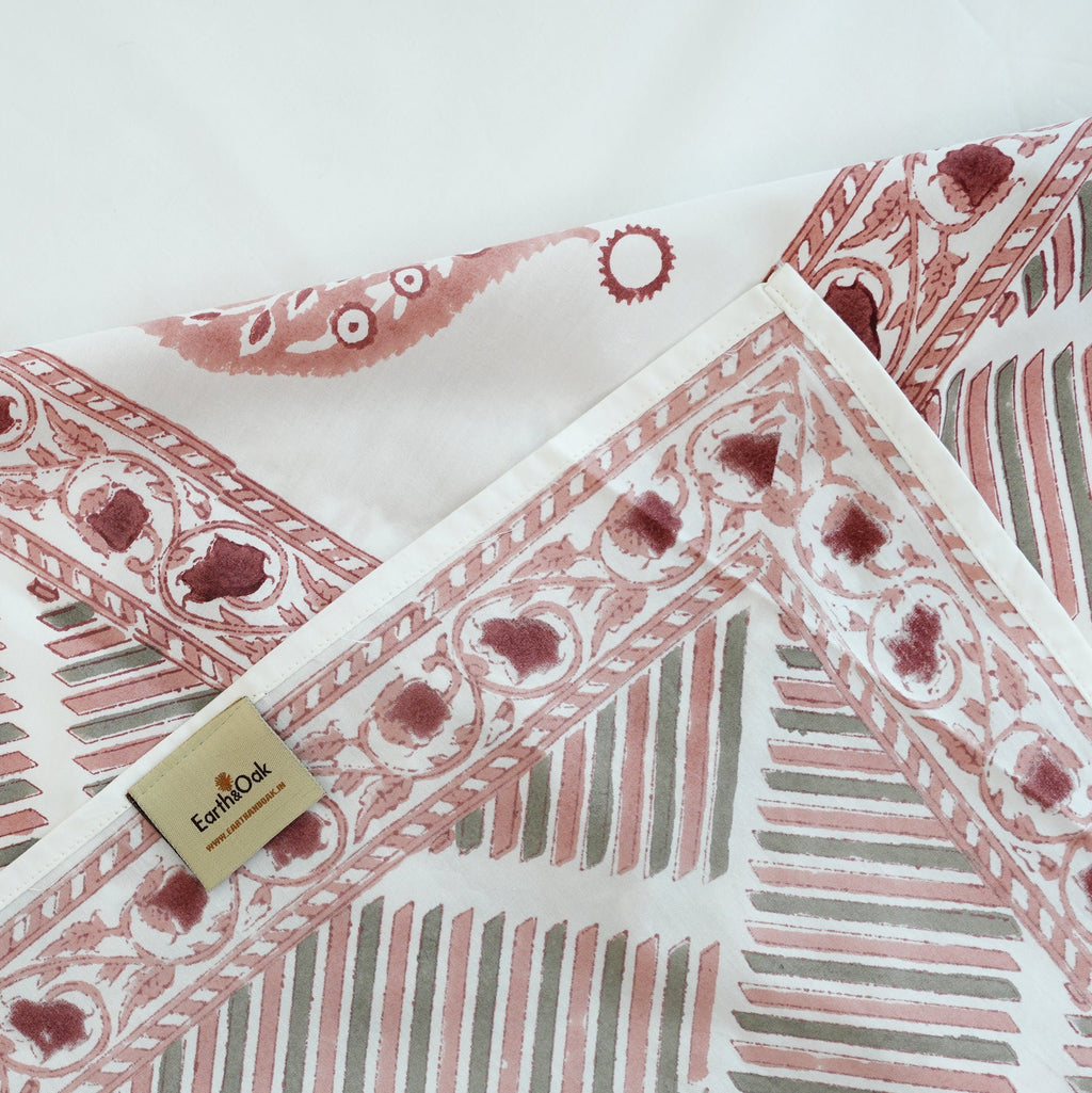 Laken | Katoenen handblok Rajasthani | 3-delige set