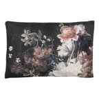 Sierkussen 60x40 cm Zwart Wit Polyester Bloemen Kussenhoes met Kussenvulling