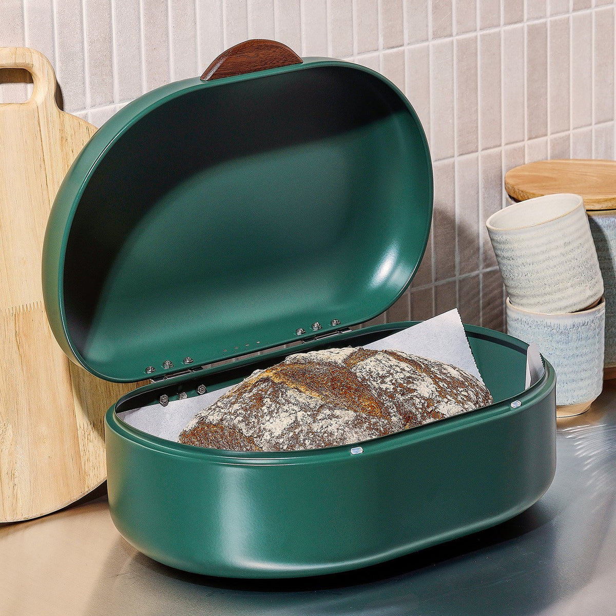 Broodtrommel 40x29xH19,5cm groen Korst
