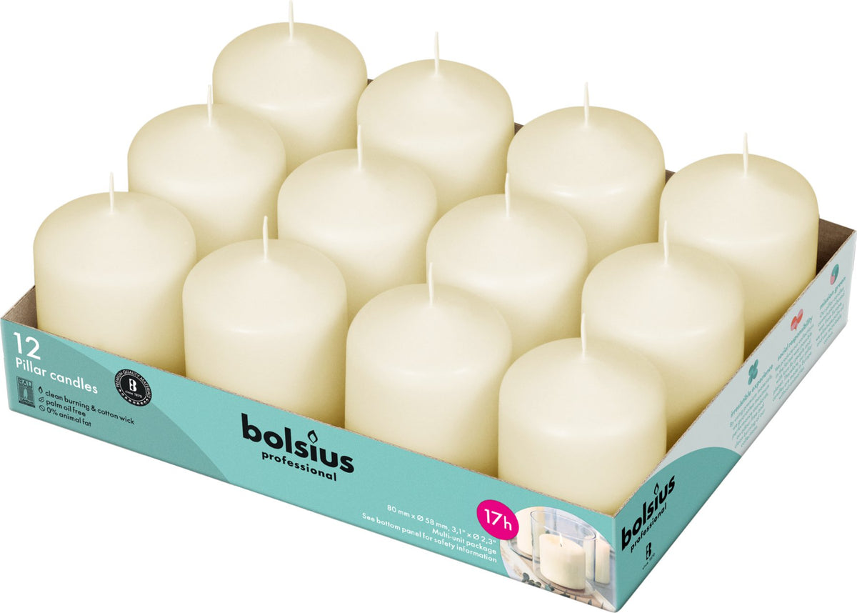 Horeca stompkaarsen 8/6 tray 12 Ivoor