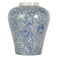 Vaas Ø 21x26 cm Blauw Keramiek Bloemen