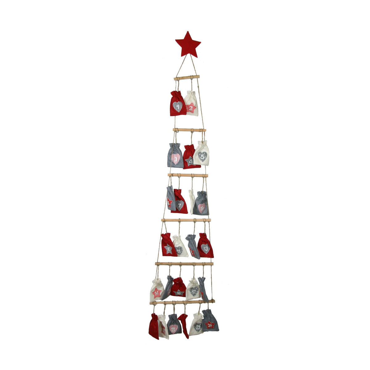 Stoffenhanger adventkalender 38x107x1cm multi