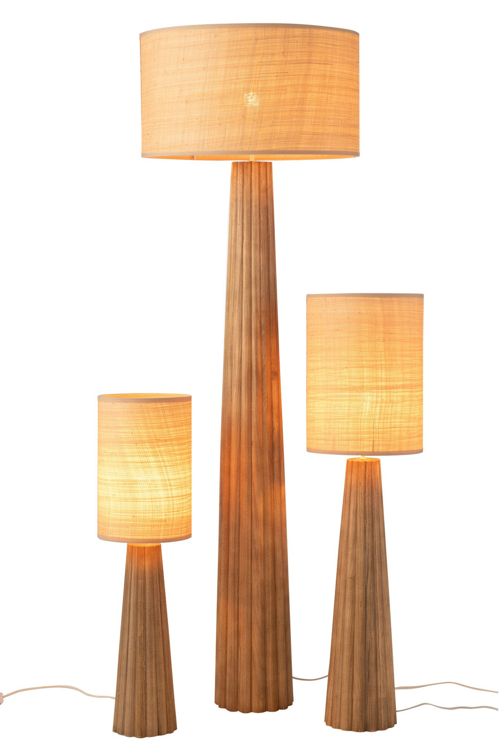 J-Line Vloerlamp Paraplu Ailanthus Hout Naturel