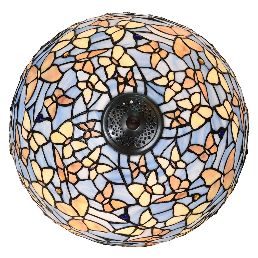 Tiffany Tafellamp Ø 40x60 cm Blauw Glas Vlinders Tiffany Bureaulamp