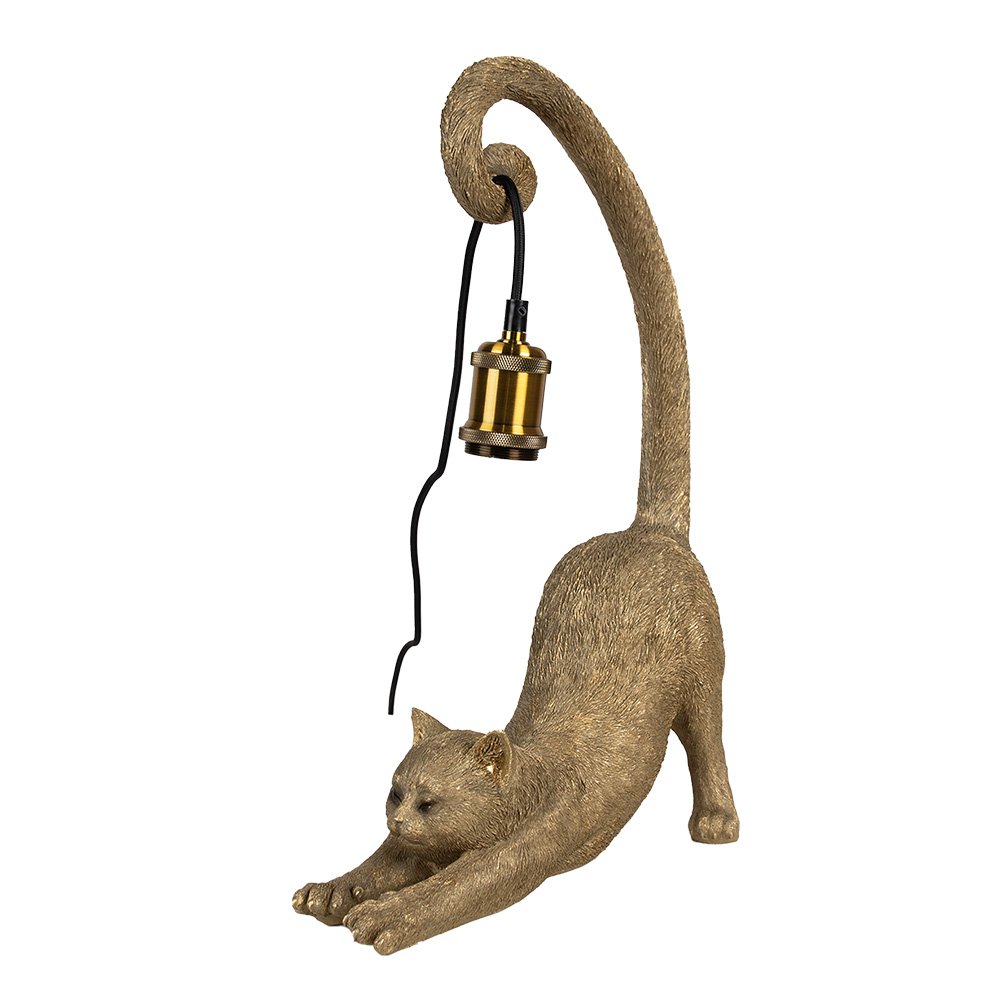 Tafellamp Kat 31x17x49 cm Goudkleurig Polyresin Bureaulamp