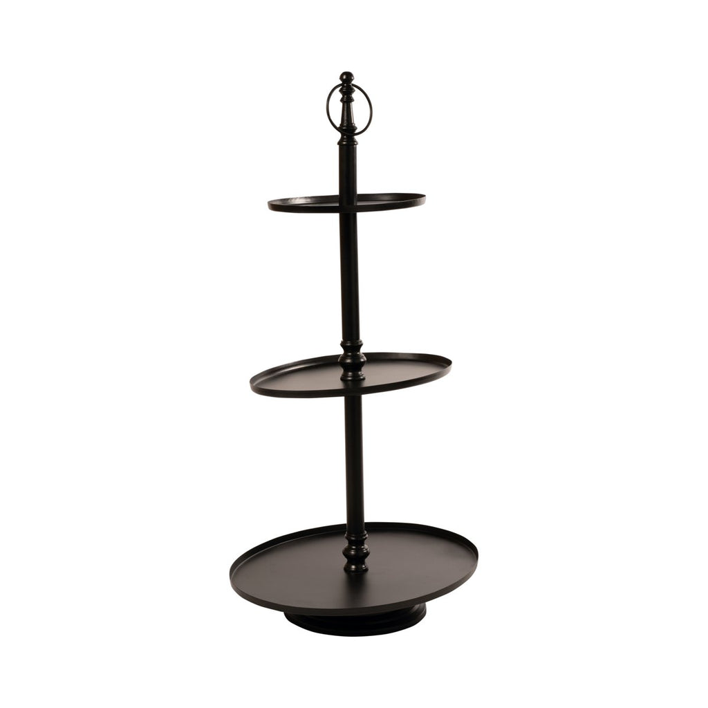 Etagère ovaal 3 lagen zwart 100cm