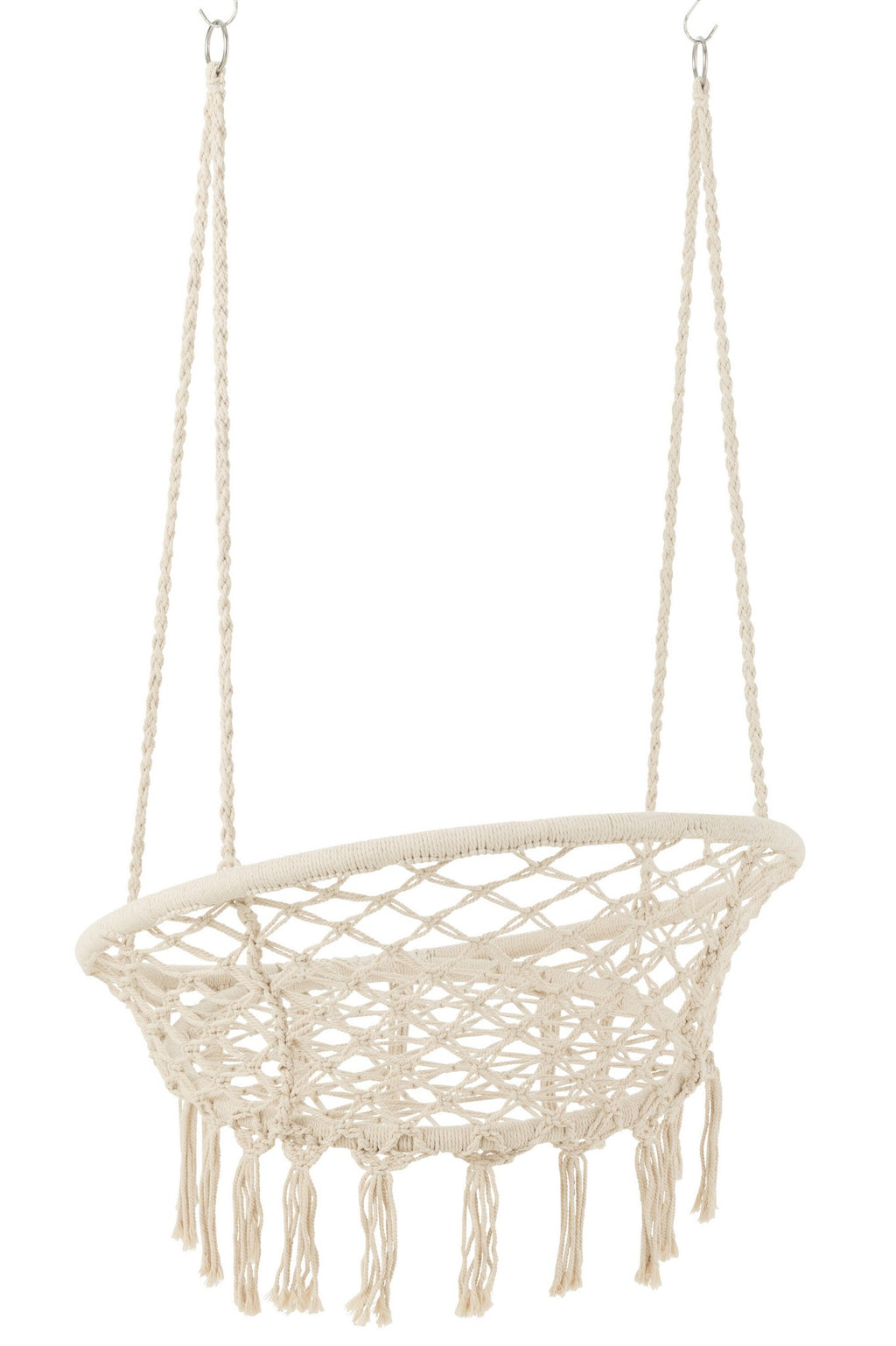 J-Line hangstoel Macramé + Kwastjes - polyester - beige