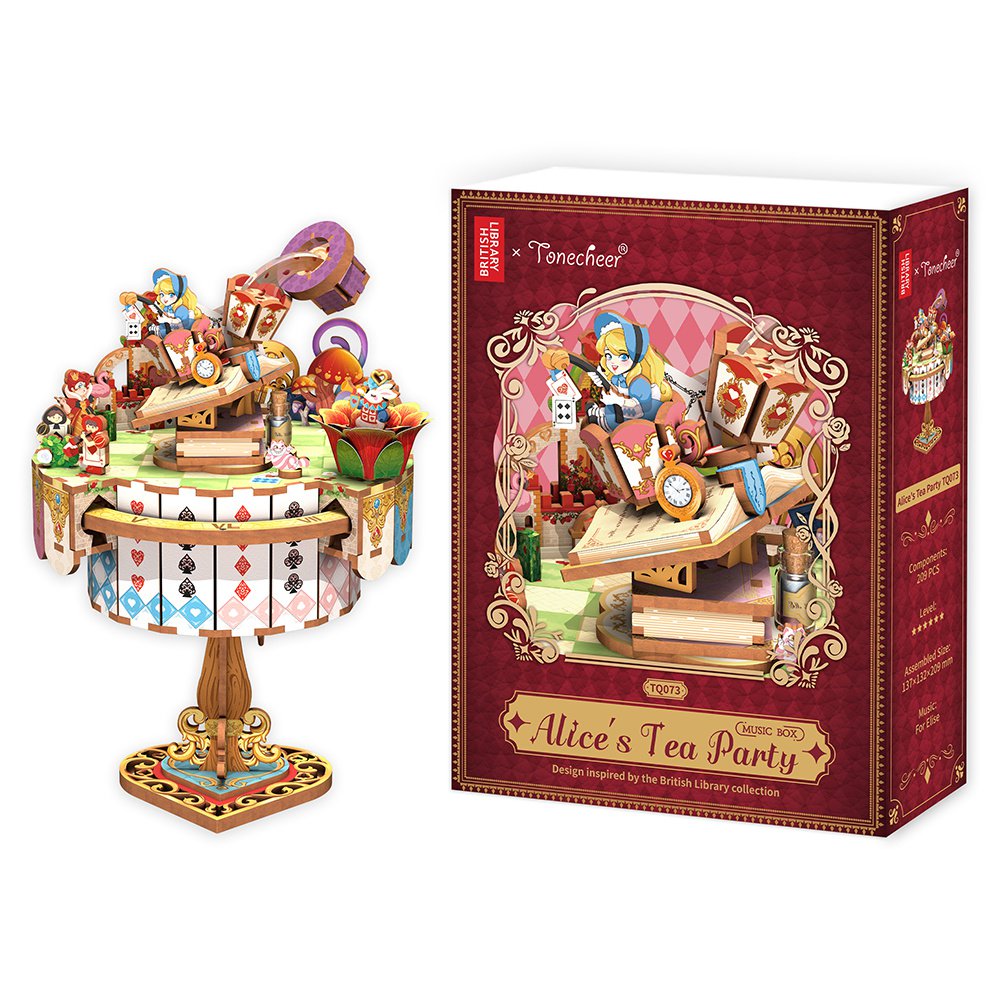 Tonecheer, Muziekdoosje, DIY 3D Houten Puzzel, Alice's Tea Party, TQ073, 13,7x13,2x20,9cm