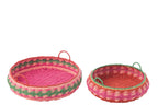 J-Line plateau met handvatten Rond - papier - mix - set van 2