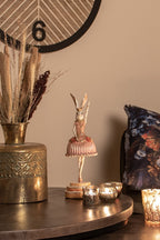 Beeld Konijn 11x11x35 cm Roze Beige Polyresin