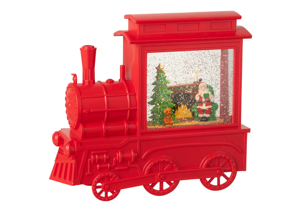 J-Line decoratie Locomotief - kunststof - rood