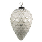 Kerstbal Ø 10 cm Zilverkleurig Wit Glas Kerstdecoratie